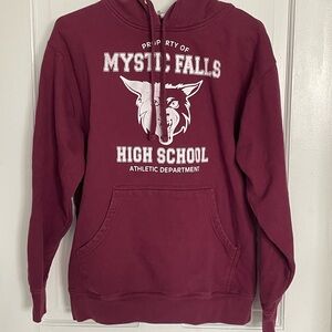 Vampire Diaries Mystic Falls High School Men's Maroon Hoodie - Athletic Pullover